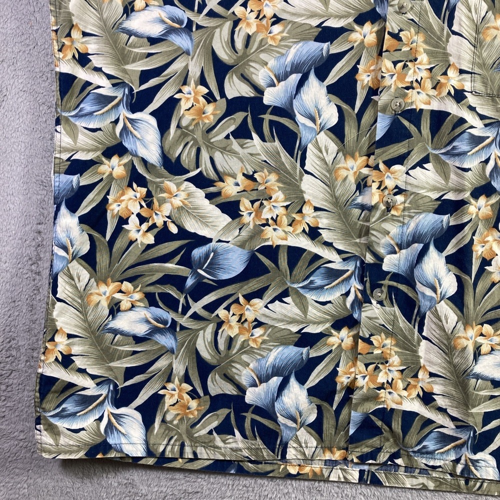 Vtg Pierre Cardin Hawaiian Shirt Men Large All Over Print Floral Button Up SS - Picture 3 of 16